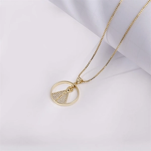 Hip hop gold plated necklace featuring round crown pendant with micro-paved zircons