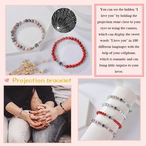Beaded projection bracelet with 100 languages hidden stone and natural gemstone beads