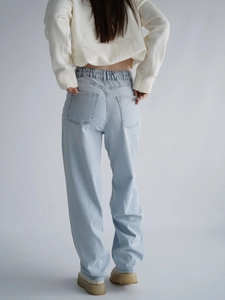 Klassische amerikanische Retro-Jeans mit weitem Bein für Damen und elastischem Bund