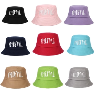 Cotton Letter Mimi Embroidery Bucket Hat Fashion Versatile Sun Protection Outdoor Fisherman Hat For Men Women