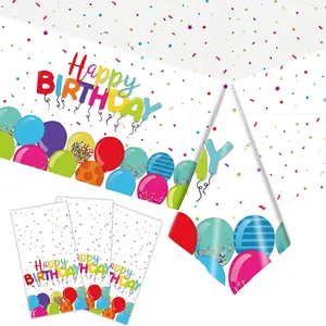 Disposable Plastic Birthday Tablecloth Colorful Balloon Pattern Waterproof Table Cover For Party Decoration Celebration