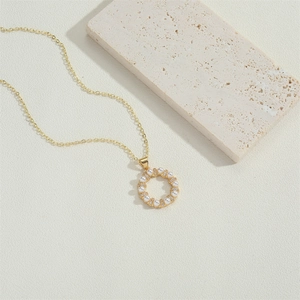 14K gold plated elephant pendant necklace with white pearls and sparkling zircons
