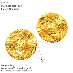 Detailed specs of 29mm waterproof 18k gold plated stainless steel hoop earrings