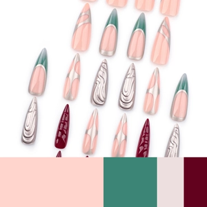 Faux ongles Y2K stiletto avec texture 3D et finition argentée métallisée