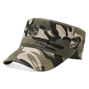 Classic woodland camouflage flat top army cap with ARMY embroidery and metal side eyelets