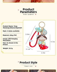 Detailed size specifications for Tang Xiaotang cartoon doll keychain with PVC doll
