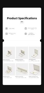 Detailed size chart and specifications for velvet jewelry display box collection in beige