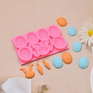 Easter silicone mold featuring bunny and carrot shapes for chocolate or cake decoration