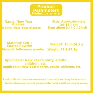 Size and weight specifications for 2026 black and gold felt New Year party 3D glasses