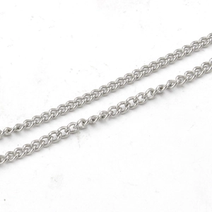 Detail of 3mm silver stainless steel DIY curb chains for jewelry making on white background