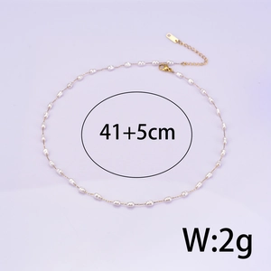 Baroque pearl necklace with 18K gold stainless steel chain and adjustable length