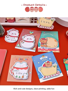 Detail of Christmas shaped sticky notes featuring cute bear and snowman illustrations