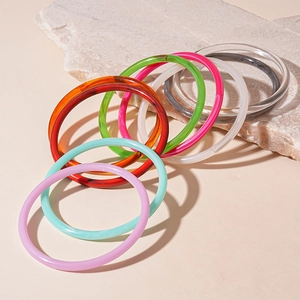 Bracelet Jonc En Acrylique Coloré Résine Style Dopamine Minimaliste Élégant Bijoux De Main Pour Femmes Accessoire Mode