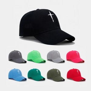 Casquette De Baseball Étoile Brodée Croix Polyester Visière Courbée Réglable Protection Solaire Extérieur Streetwear Hommes Femmes