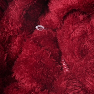 Women winter warm jacquard knit hat with pompom and fleece lining in deep red