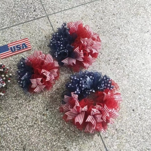 Patriotic 4th of July wreath set in red white and blue for American holiday decor