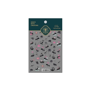 3D ultra-thin Chinese ink wash nail art stickers featuring lotus and dragonfly TS-1430