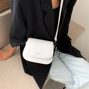 Borsa a tracolla bianca in pelle PU con stampa Fashion Trend e cinturino regolabile