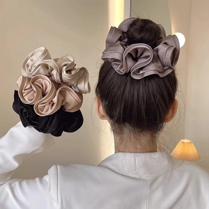 French vintage satin scrunchie in champagne silk for elegant ponytail hairstyles