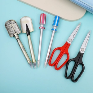 Creative multi-tool shaped ballpoint pens featuring shovel, scissor and screwdriver designs