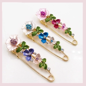 Vintage Blume Emaille Brosche Pin Gold Legierung Strass Sicherheitsnadel Für Damen Kleidung Schal Kleid Bankett Party Schmuck