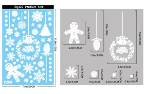Tableau des tailles pour autocollants Noël BQ425 avec dimensions du bonhomme de pain d'épice