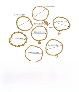 Size specifications for cross and Virgin Mary charms on hand-woven bracelet set