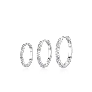 925 Sterlingsilber Creolen Für Damen Funkelnde Strass Geometrische Runde Huggie Ohrringe Minimalistischer Schmuck Geschenk