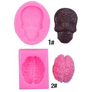 Molde De Silicona Halloween Forma De Calavera Y Cerebro Para Chocolate Pastelería Fondant Jabón Hornear Adorno Realista DIY