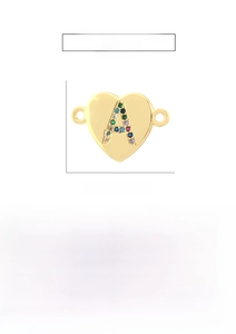 Detail of 18K gold-plated heart pendant with letter A zircon inlay, 22x14mm size info