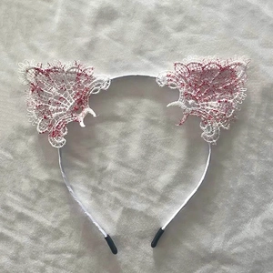 Lace cat ear headband with bloody white texture for Halloween or themed parties