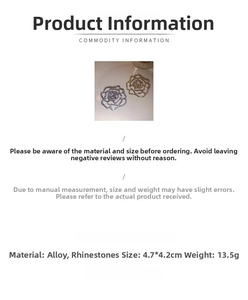 Detailed view of hollow rose brooch dimensions 4.7x4.2cm with gold and silver finish