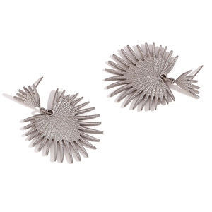 Silver cactus heart drop earrings with irregular sunburst starburst design for women