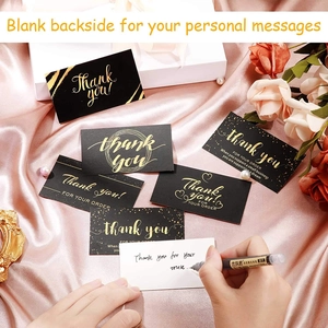 Variety of elegant black Thank You cards with blank back for personalized handwritten notes