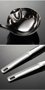 Detailed views of 304 stainless steel oil filter spoon with hanging hole design