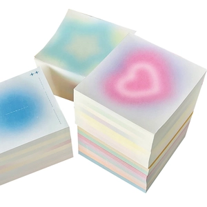 Thick gradient sticky notes set featuring blue halo, cyan cloud, and pink heart designs