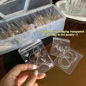 Portable jewelry storage box with anti-oxidation PVC bags for necklaces and rings