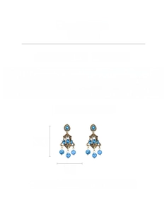 Size chart showing dimensions for vintage chandelier earrings with blue stones