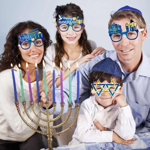 Lot de lunettes de fête Hanoucca en papier avec Ménorah et Étoile de David pour la famille