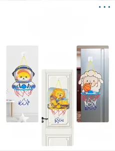 Detailed views of portable indoor kids basketball hoop installed on walls and doors
