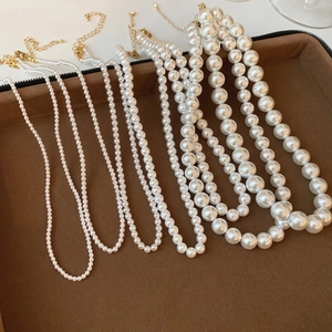 French style pearl necklaces in five sizes with adjustable gold lobster clasps