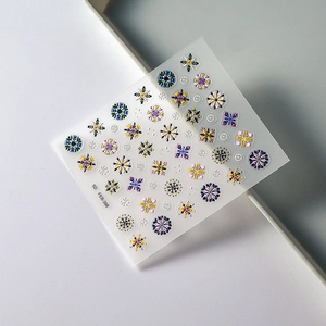 Stickers nail art 5D avec motifs mandala bohème colorés et flocons de neige en relief