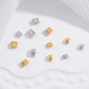 925 Sterling Silver Hollow Spacer Beads Cubic Zirconia Retro Coin Large Hole Round Wheel For DIY Jewelry Making