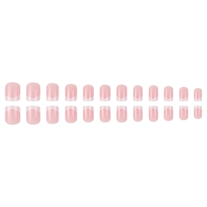 French tip press-on nail kit with 24 short square pieces in natural pink and white