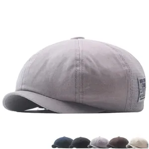 Breathable Mesh Beret Hat Cotton Polyester Patchwork British Retro Style Newsboy Cap Adjustable Buckle Summer Casual