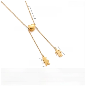 Dimensions détaillées du collier en Y doré en acier inoxydable avec pendentifs