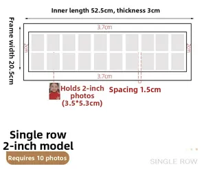 Technical drawing of a multi-photo frame for 10 pictures with 52.5x20.5cm dimensions