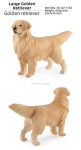 Detailed views of realistic golden retriever dog model with dimensions 22x7x15.5cm