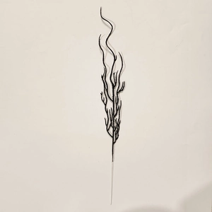 Detailed view of 45cm black glitter decorative branch for Christmas tree arrangements