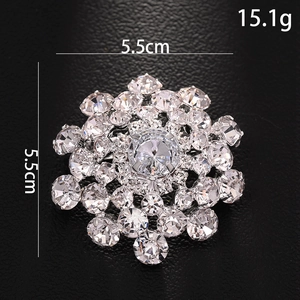 Sparkling silver snowflake brooch with clear crystals, 5.5cm elegant suit accessory